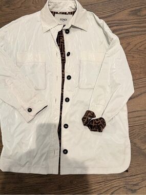 Fd White Lightweight Women's Jacket with FF-Print Lining